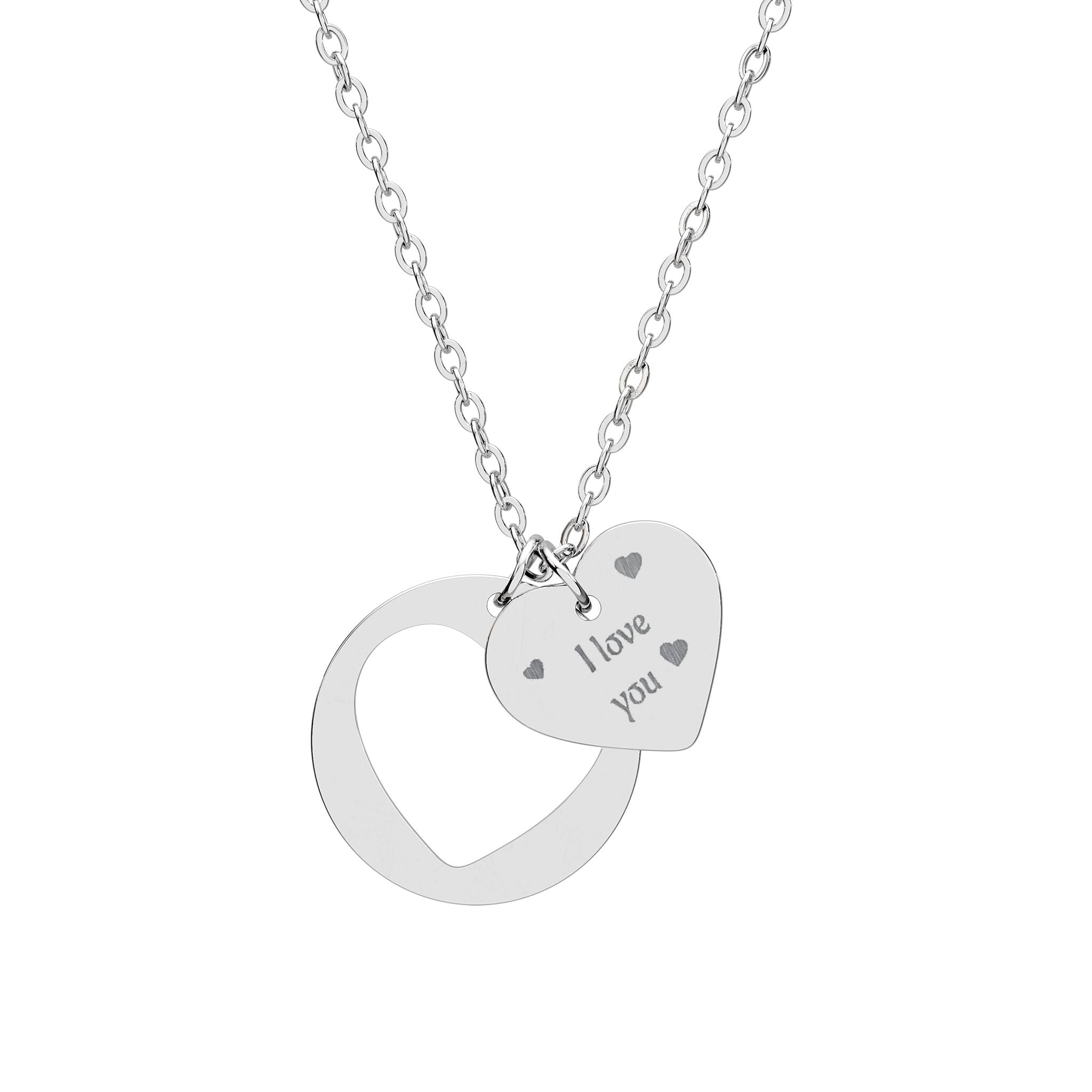 Engravable Heart Cutout Necklace – Personalized "I Love You" Pendant - CrearWorld