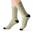 Yellow Floral Crew Socks – Botanical Lemon Pattern Sublimation Socks