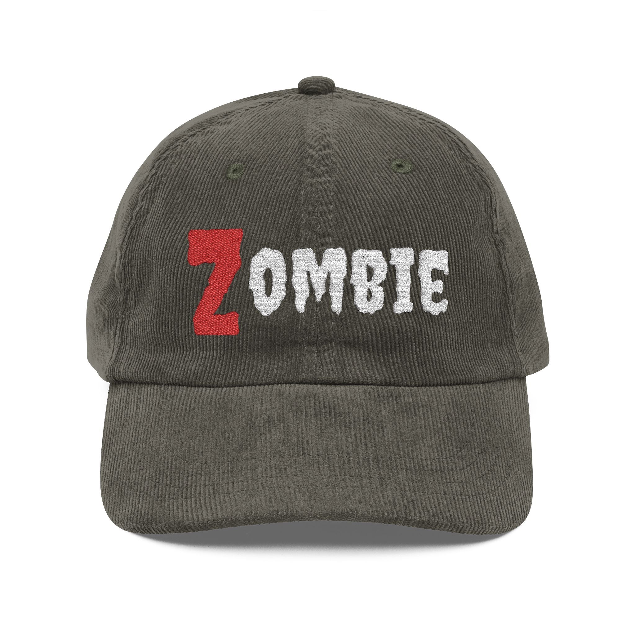 Zombie Embroidered Corduroy Cap — Vintage Horror Baseball Hat