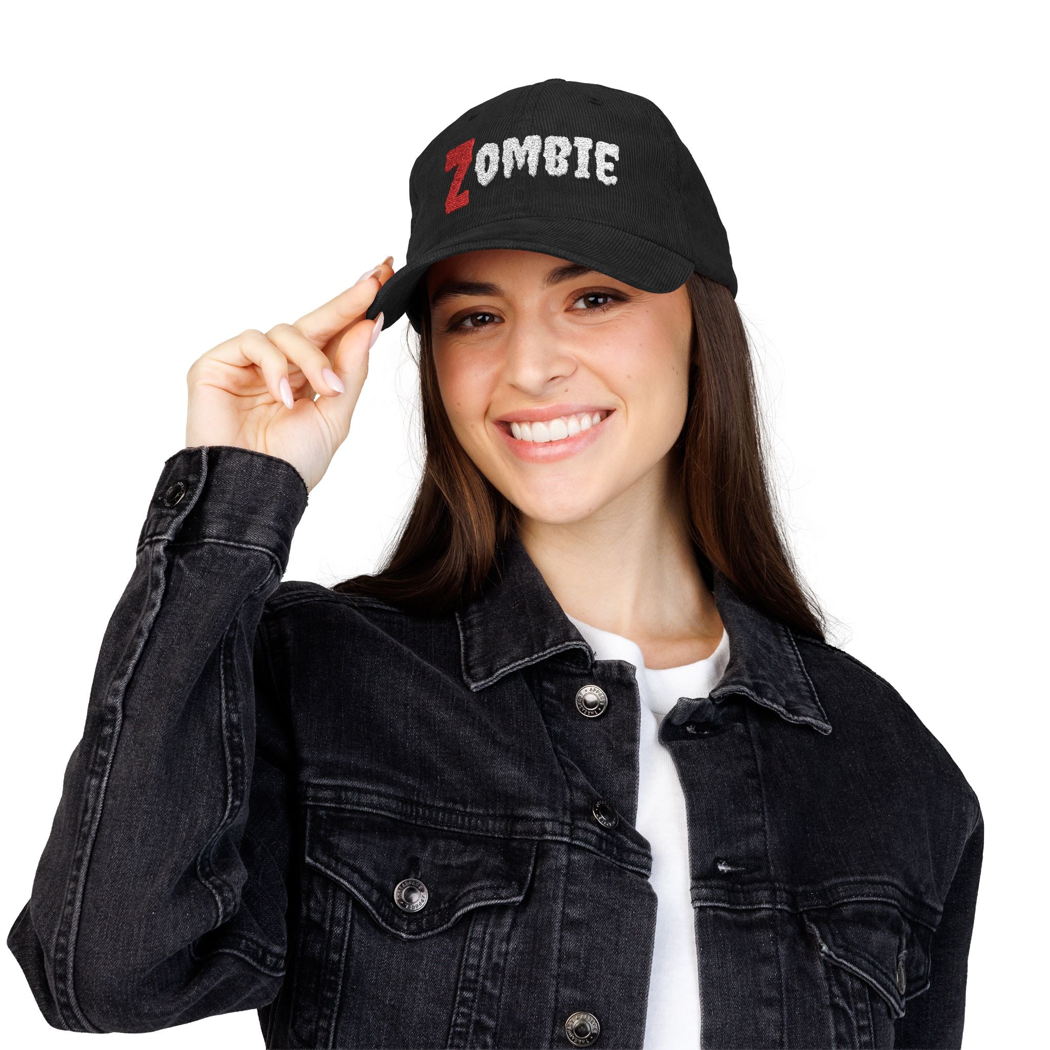 Zombie Embroidered Corduroy Cap — Vintage Horror Baseball Hat