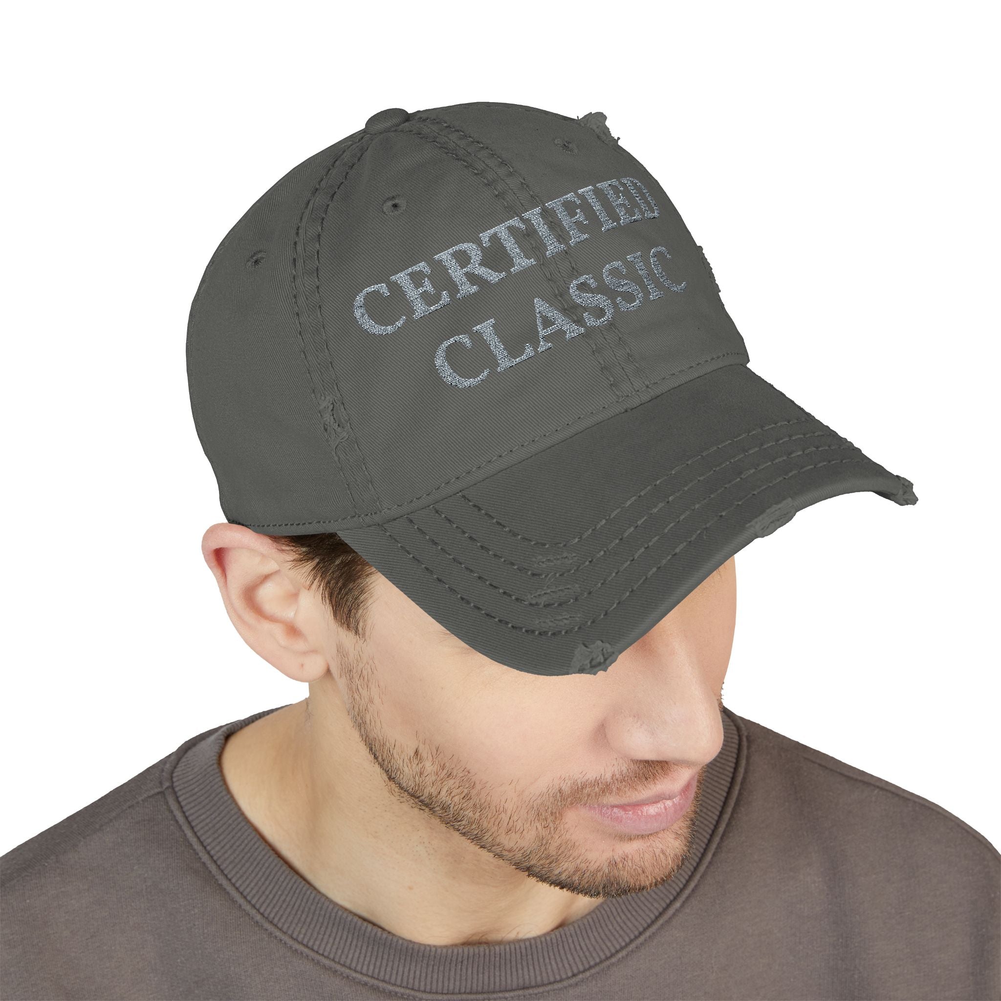 Certified Classic Distressed Dad Hat — Embroidered Vintage Baseball Cap