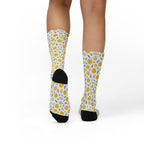 Yellow Floral Crew Socks – Botanical Lemon Pattern Sublimation Socks