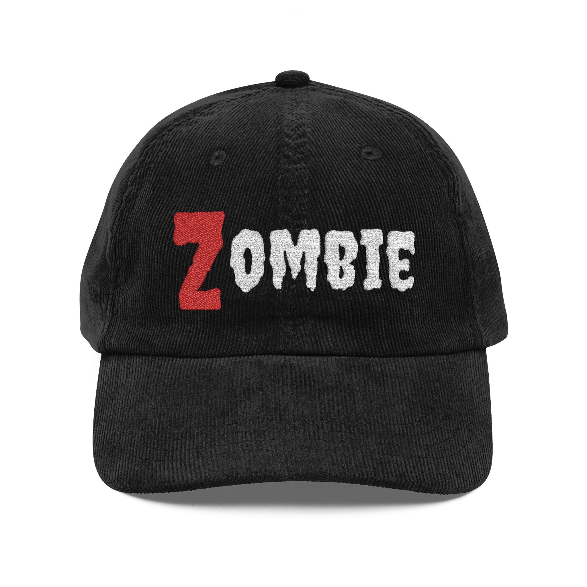 Zombie Embroidered Corduroy Cap — Vintage Horror Baseball Hat