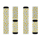 Yellow Floral Crew Socks – Botanical Lemon Pattern Sublimation Socks