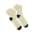 Yellow Floral Crew Socks – Botanical Lemon Pattern Sublimation Socks